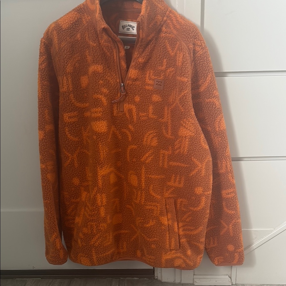 Billabong Orange Zip Up Sweater Fleece